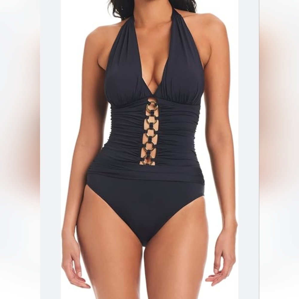 Bleu Rod Beattie ring me up halter one piece swimsuit